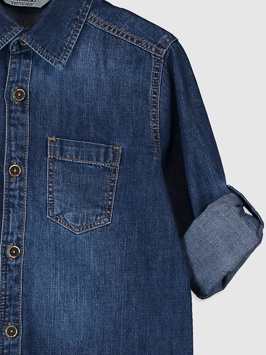 İndigo Basic Uzun Kollu Erkek Çocuk Jean Gömlek-2