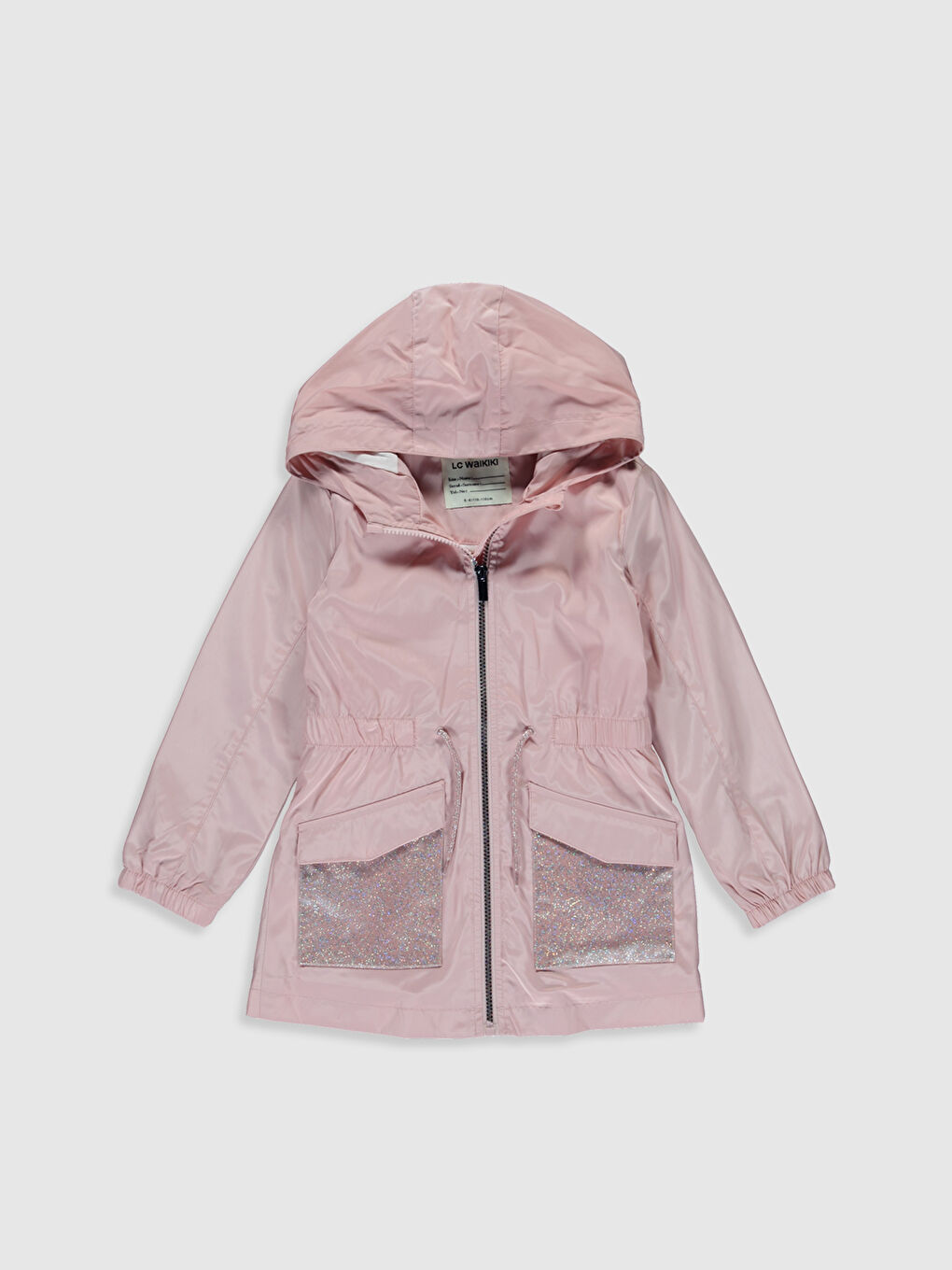 Pembe Kapüşonlu Uzun Kollu Kız Çocuk Mont