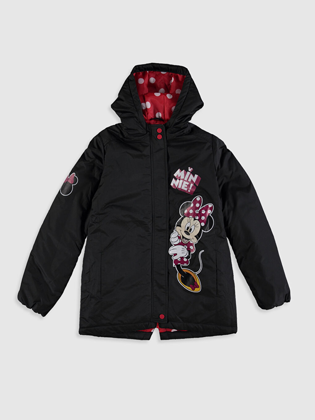 Hooded Minnie Mouse Printed Girl's Coat