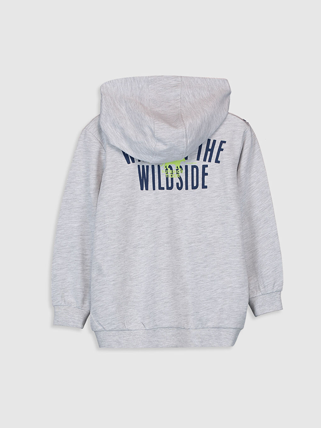 Gri Kapüşonlu Erkek Çocuk Fermuarlı Sweatshirt-1