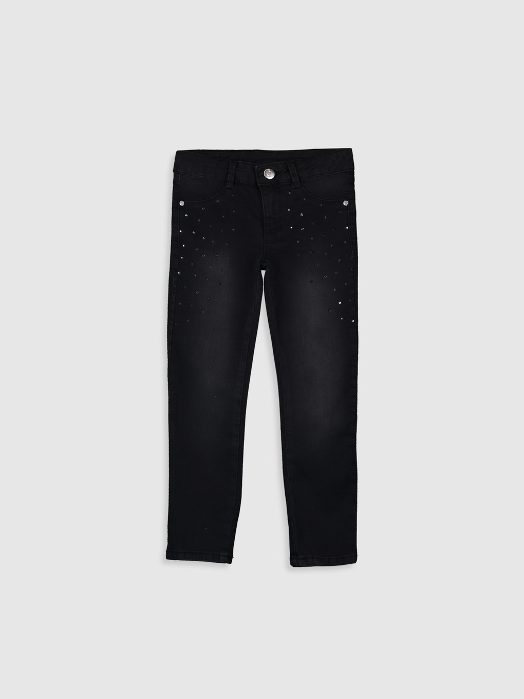 Siyah Slim Fit Kız Çocuk Jean Pantolon