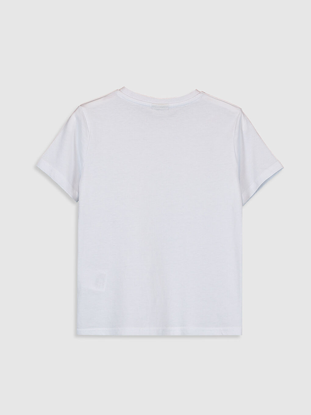 Beyaz Bisiklet Yaka Basic Kısa Kollu Erkek Çocuk Tişört-1