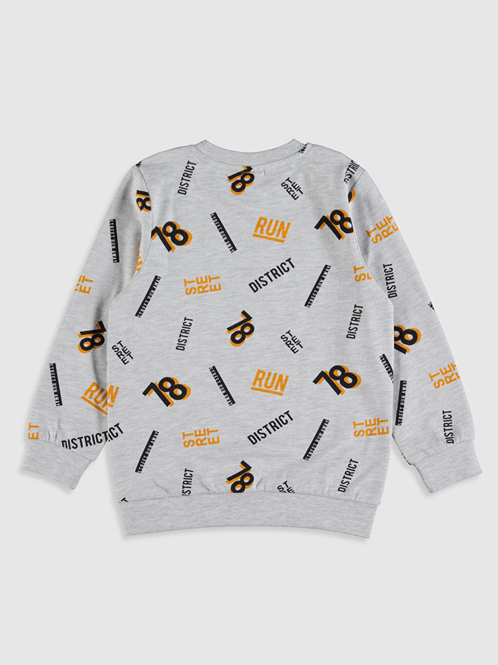 Gri Bisiklet Yaka Uzun Kollu Erkek Çocuk Sweatshirt-1