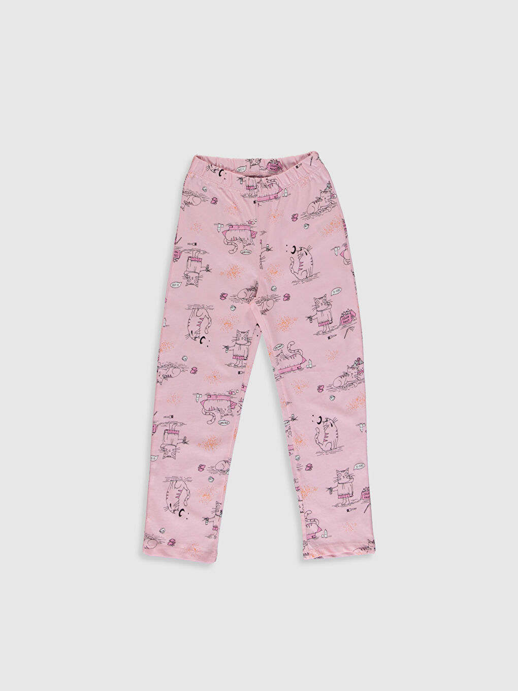 Gri Bisiklet Yaka Baskılı Kısa Kollu Kız Çocuk Pijama Takımı-3