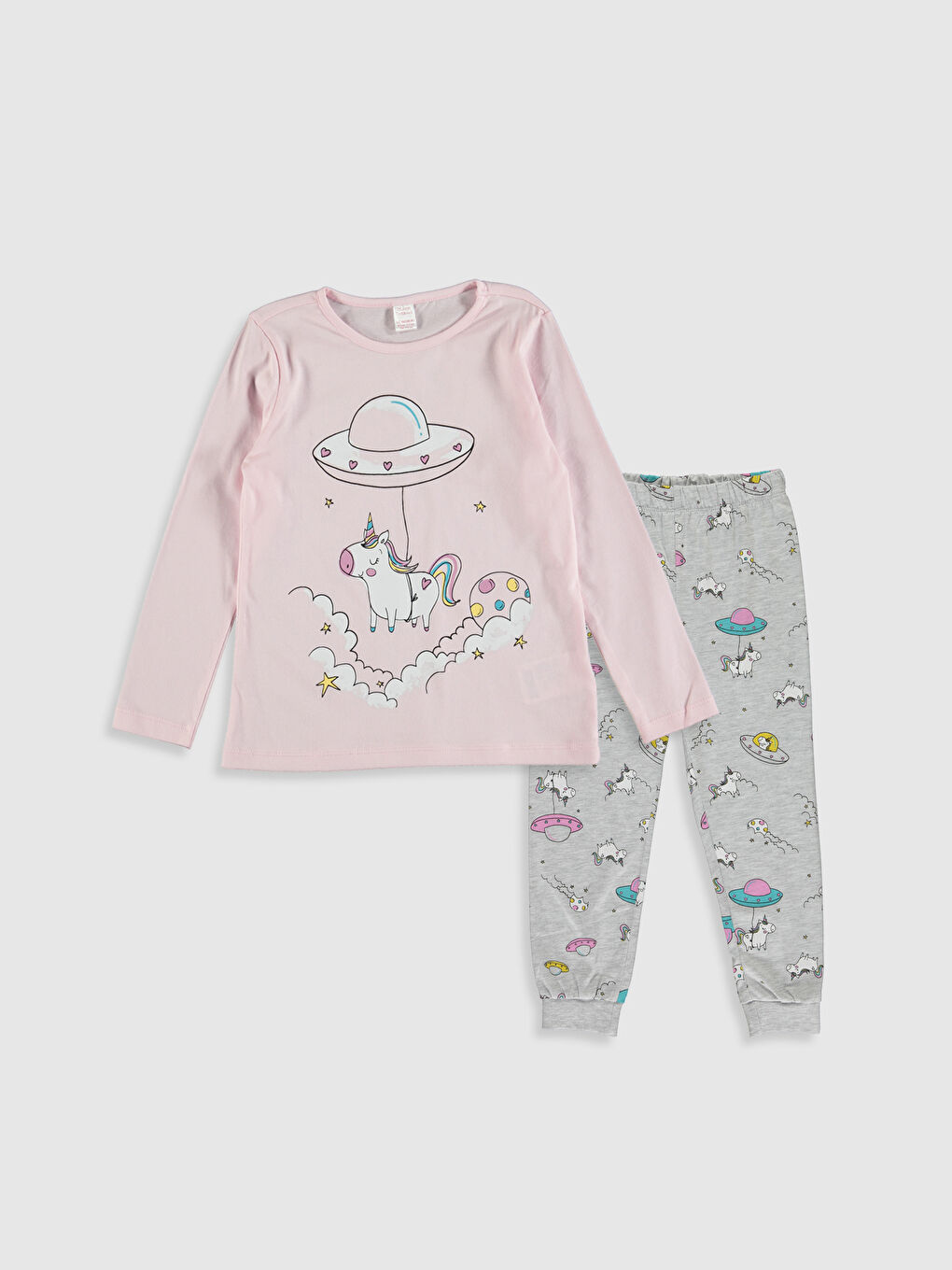 Pembe Kız Çocuk Pamuklu Pijama Takımı