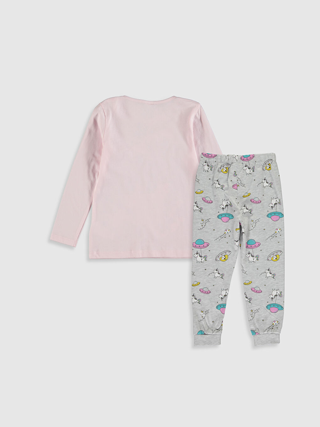 Pembe Kız Çocuk Pamuklu Pijama Takımı-1