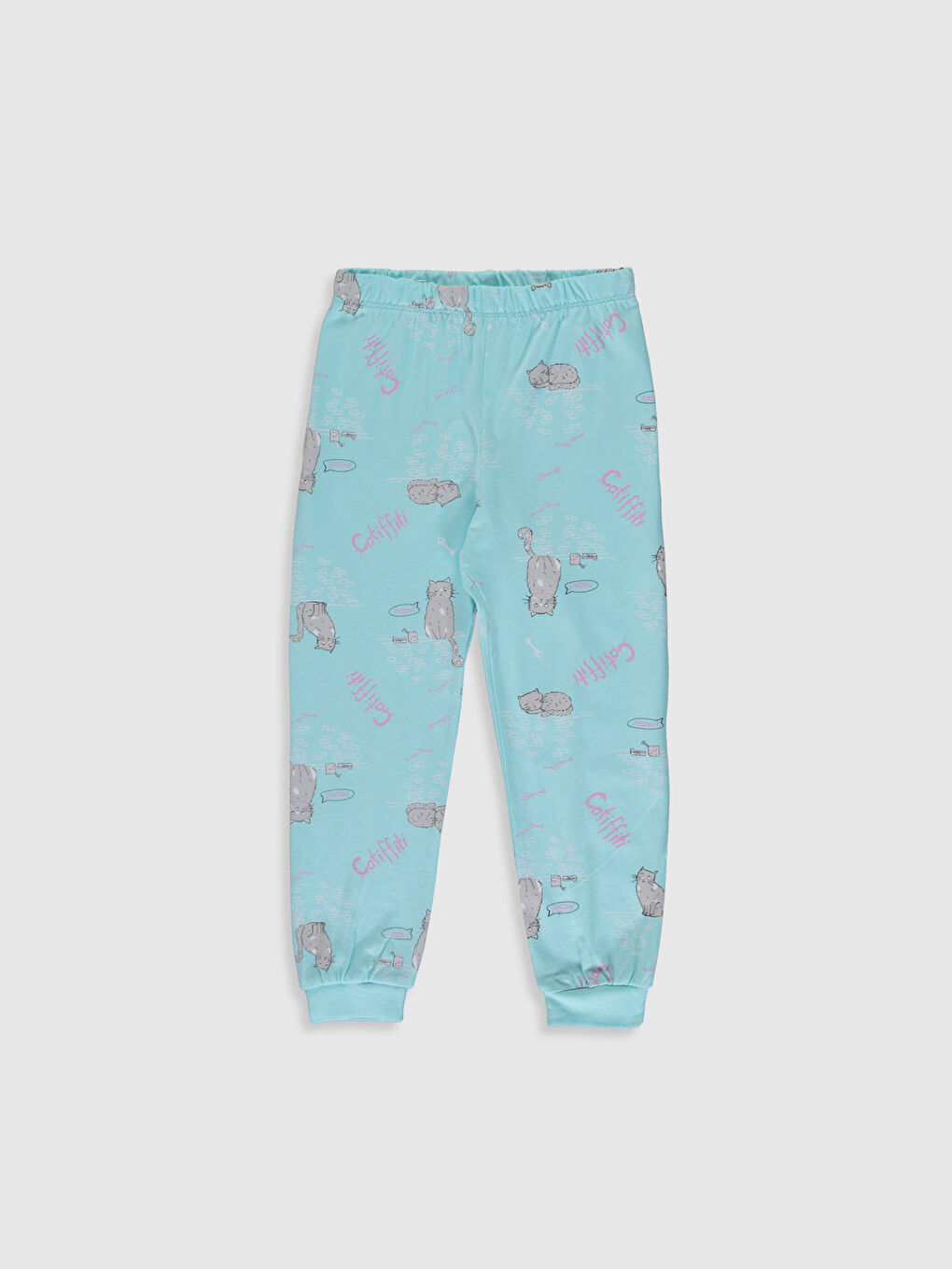 Beyaz Bisiklet Yaka Baskılı Kısa Kollu Kız Çocuk Pijama Takımı-3