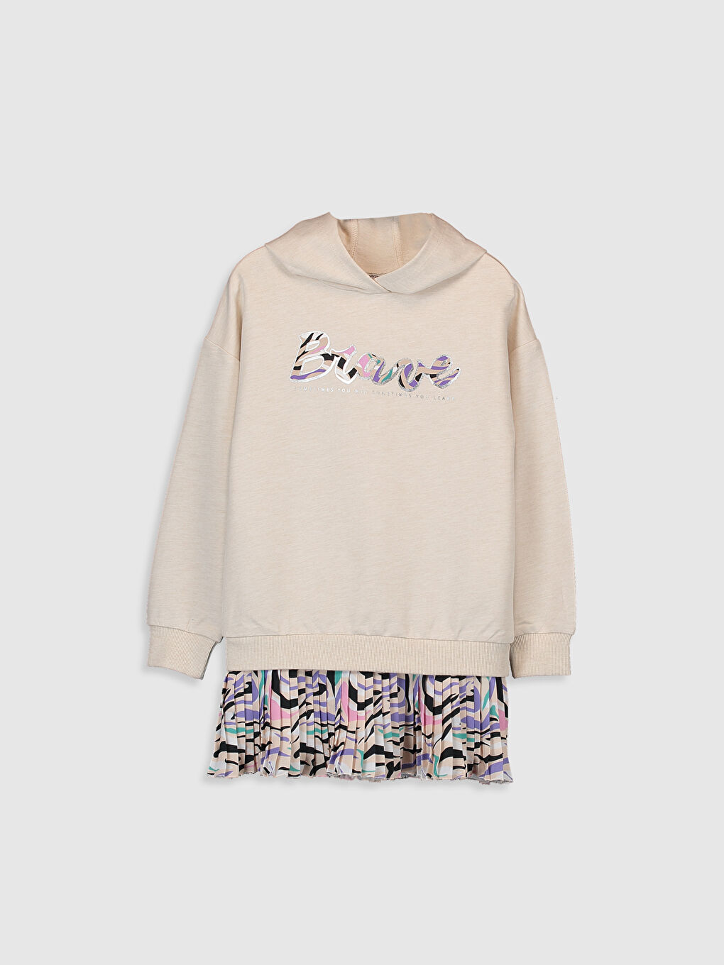 Платье с капюшоном и длинным рукавом для девочки