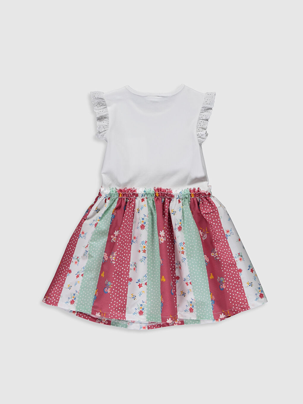 Pembe Bisiklet Yaka Kısa Kollu Kız Çocuk Elbise-1