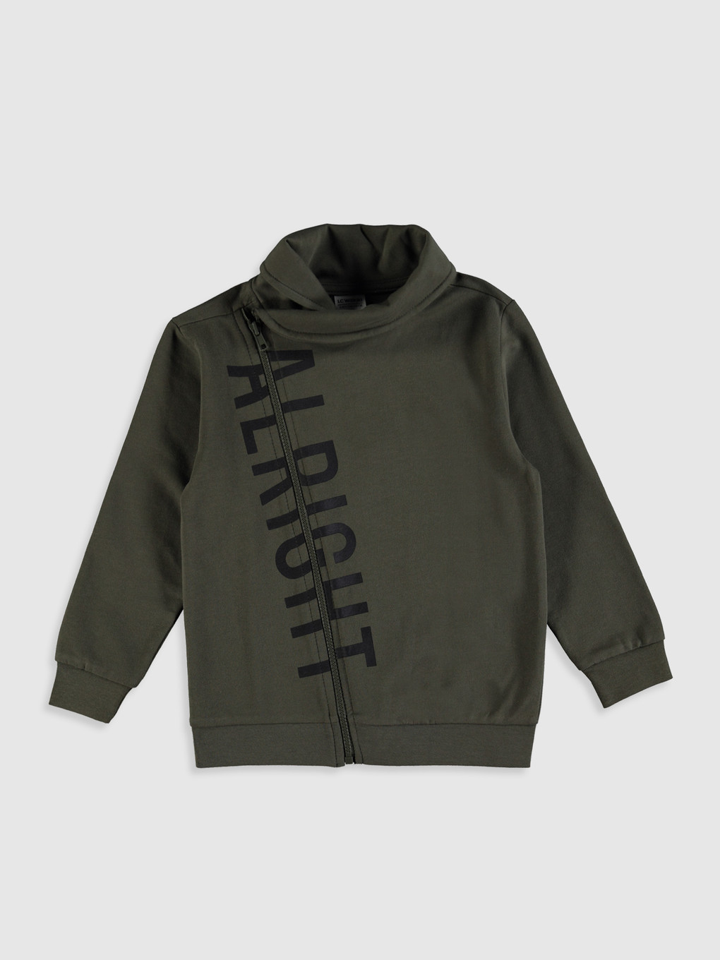 Haki Erkek Çocuk Fermuarlı Sweatshirt
