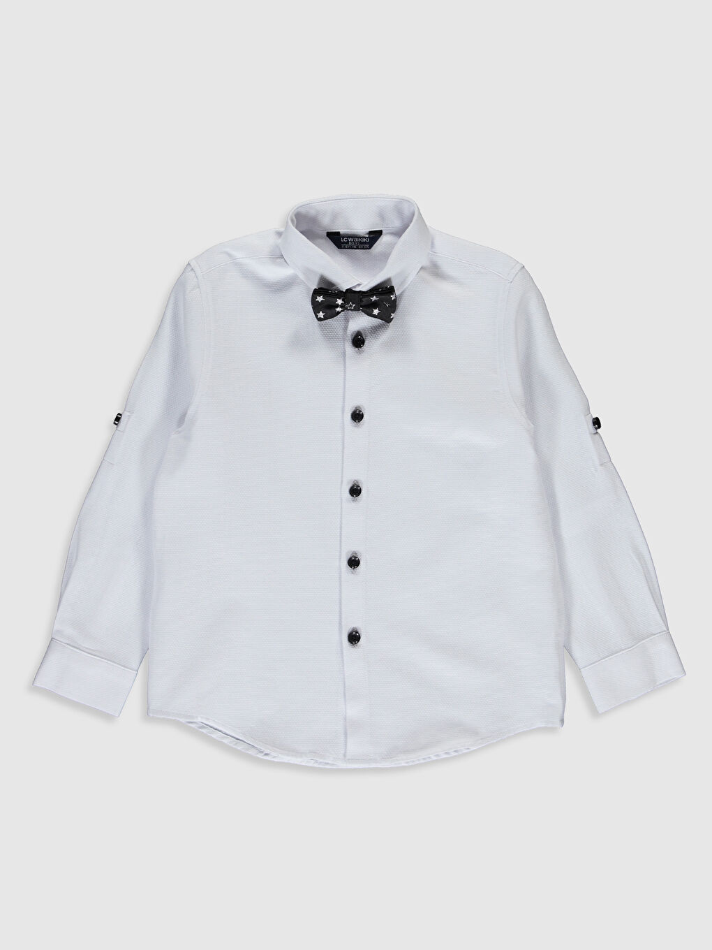 قميص كم طويل أساسي للأولاد مع بابيون-4