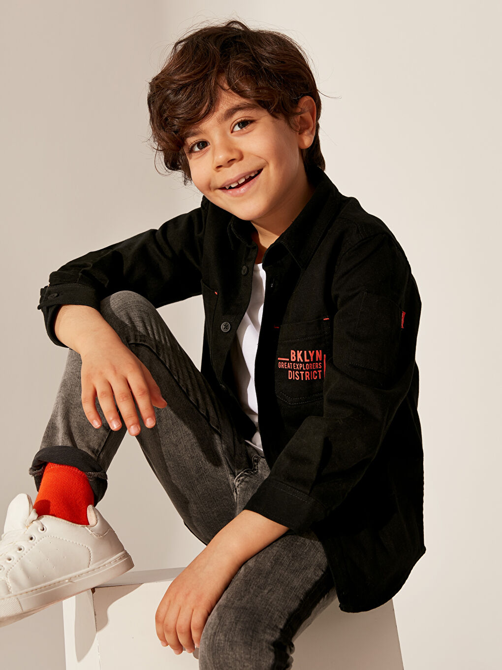 Рубашка для мальчика из поплина с длинным рукавом