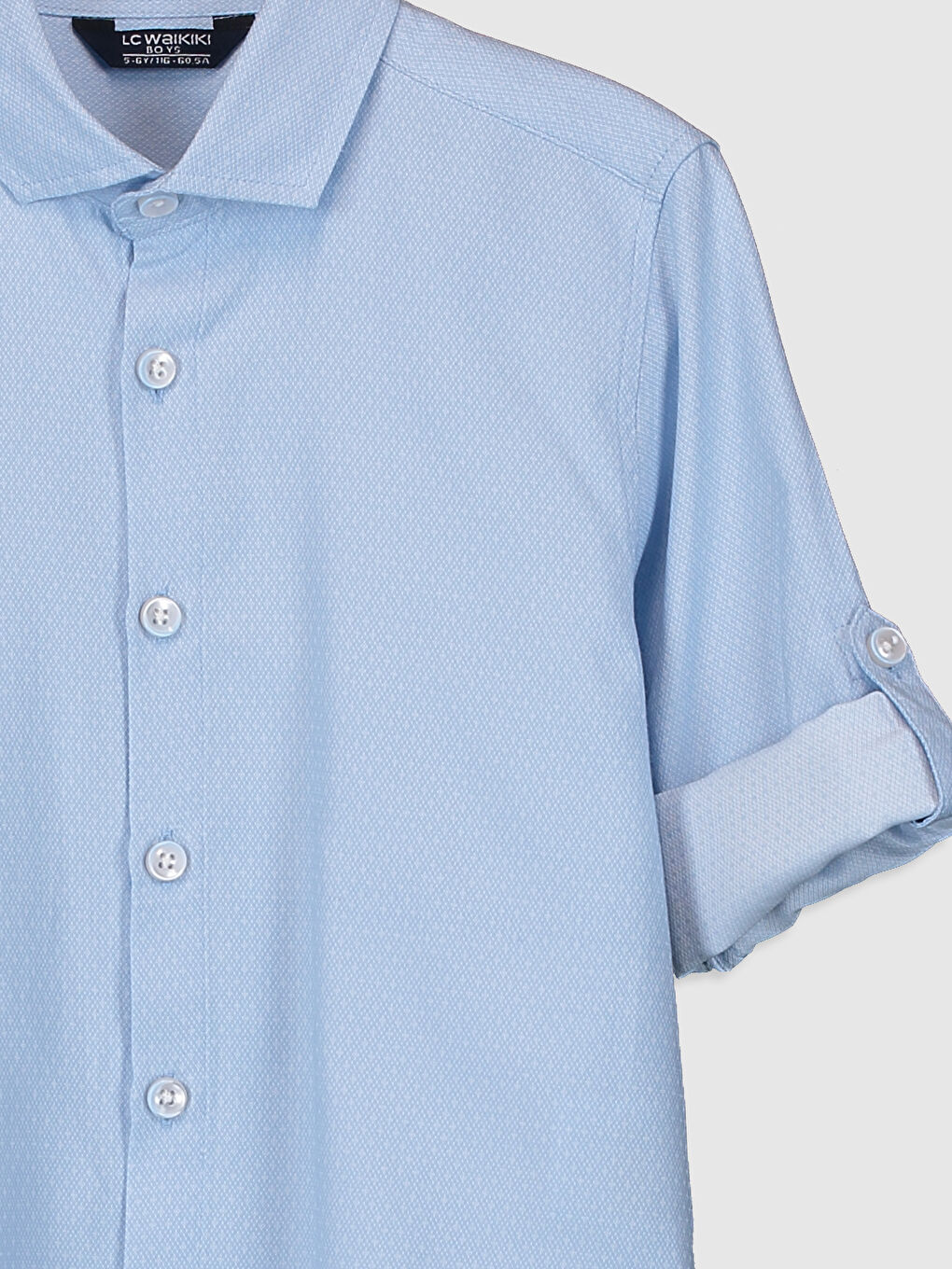 Mavi Kendinden Desenli Uzun Kollu Erkek Çocuk Gömlek ve Papyon-5