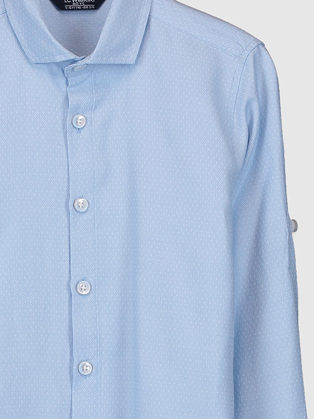 Mavi Kendinden Desenli Uzun Kollu Erkek Çocuk Gömlek ve Papyon-6