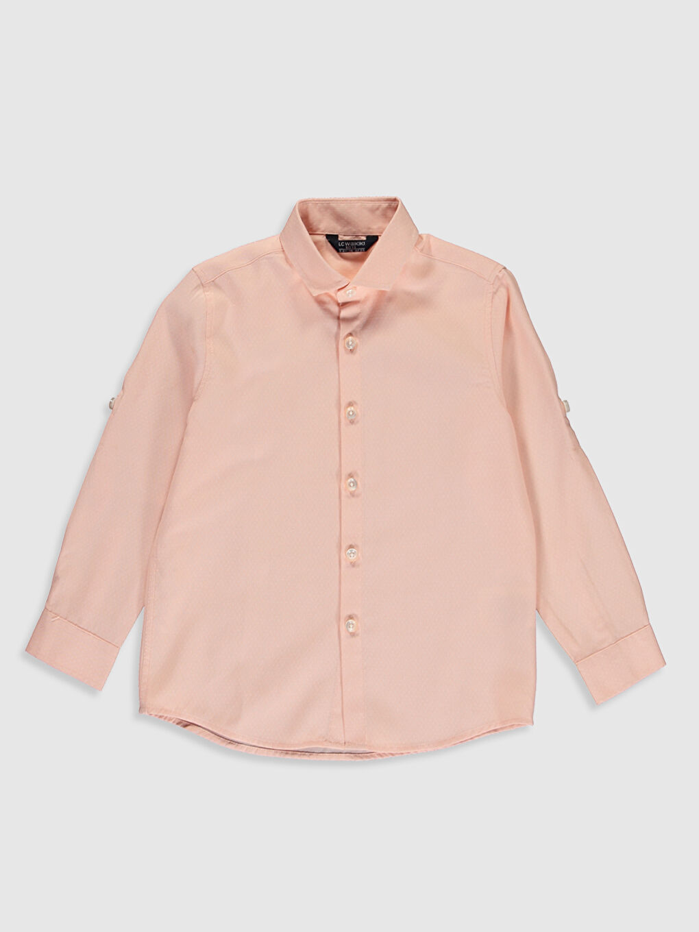 Pembe Kendinden Desenli Uzun Kollu Erkek Çocuk Gömlek ve Papyon-6