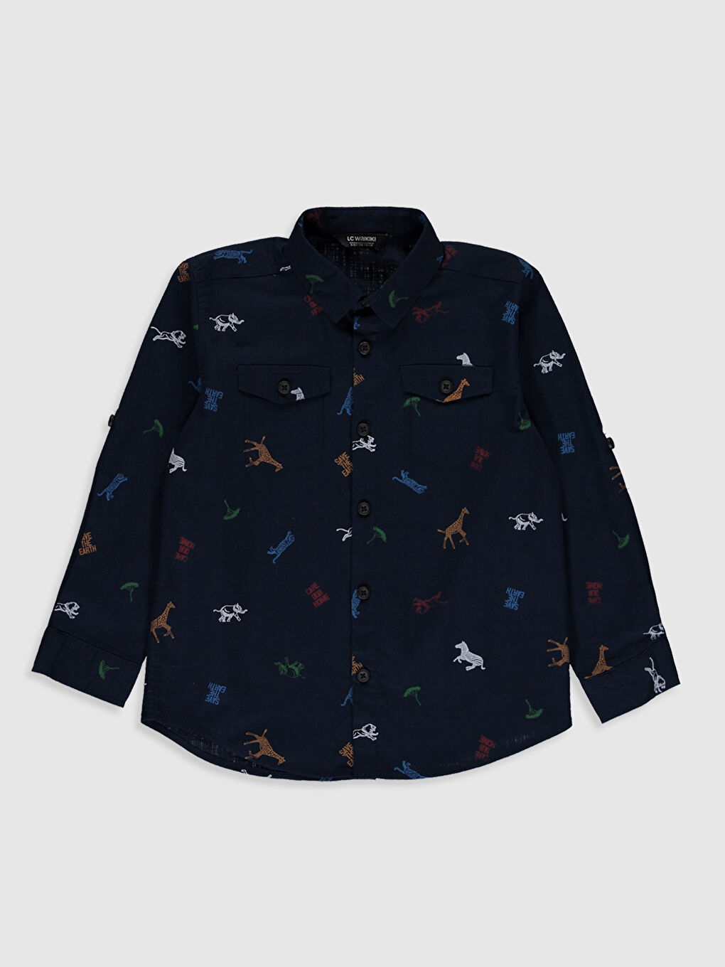 Chemise Garçon en Popeline à Manches Longues-1