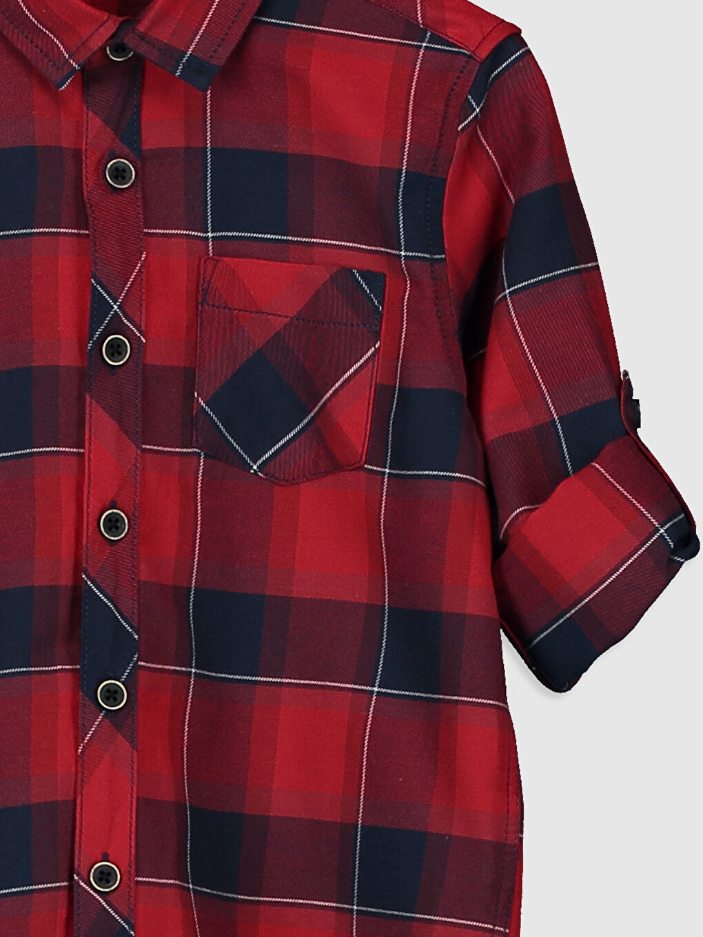 Kırmızı Uzun Kollu Gabardin Erkek Çocuk Gömlek-2