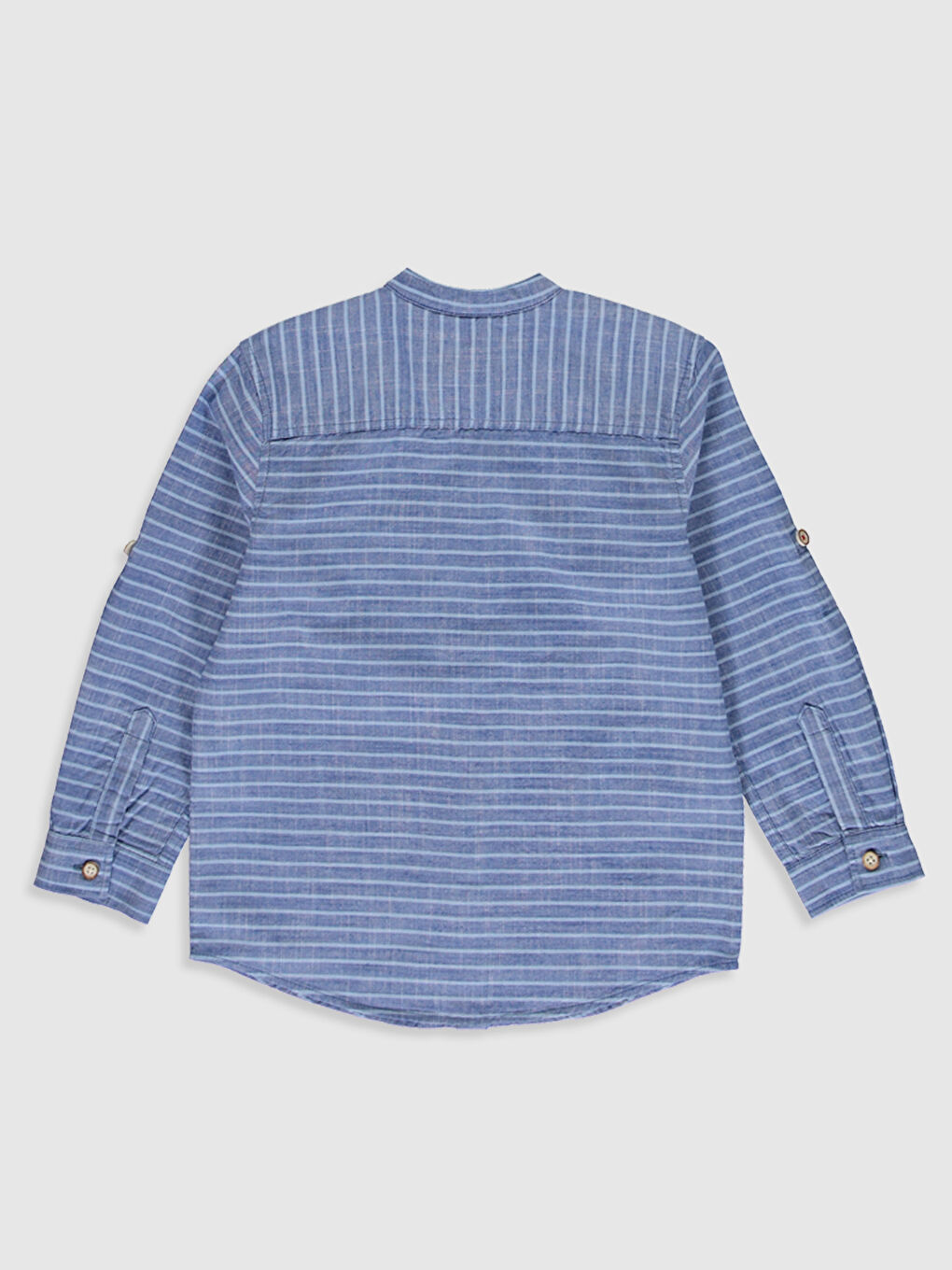 Mavi Hakim Yaka Uzun Kollu Poplin Erkek Çocuk Gömlek-1