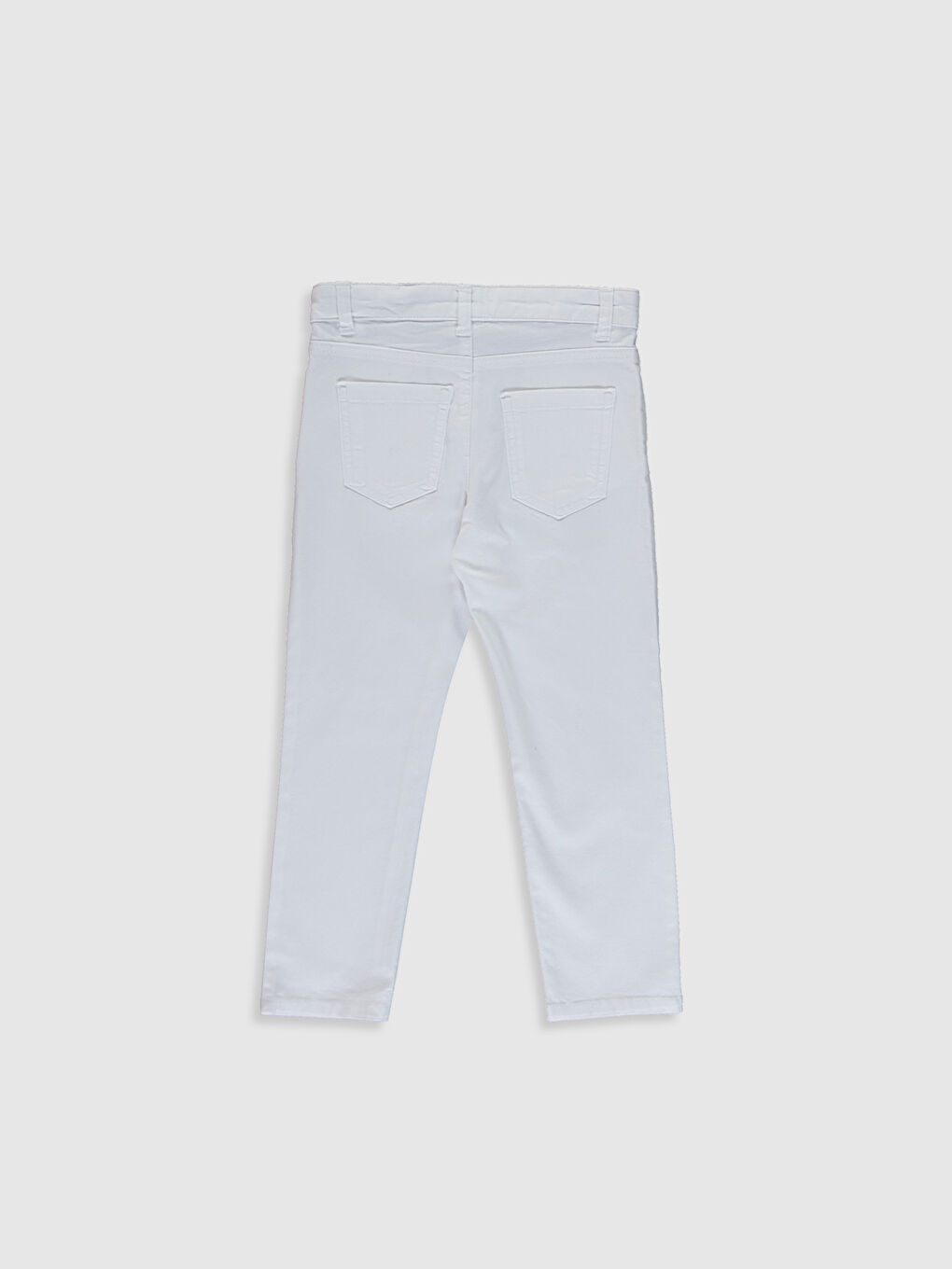 Beyaz Slim Fit Basic Gabardin Erkek Çocuk Pantolon-2