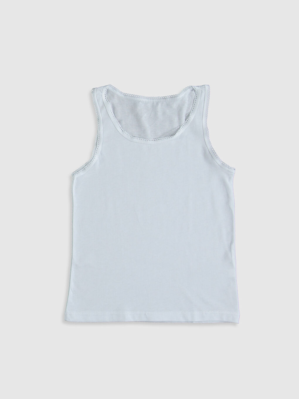 Beyaz Bisiklet Yaka Kız Çocuk Atlet-2