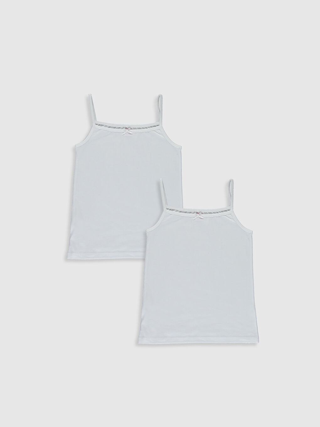 Square Collar Basic Strappy Girls' Vest 2 Pack