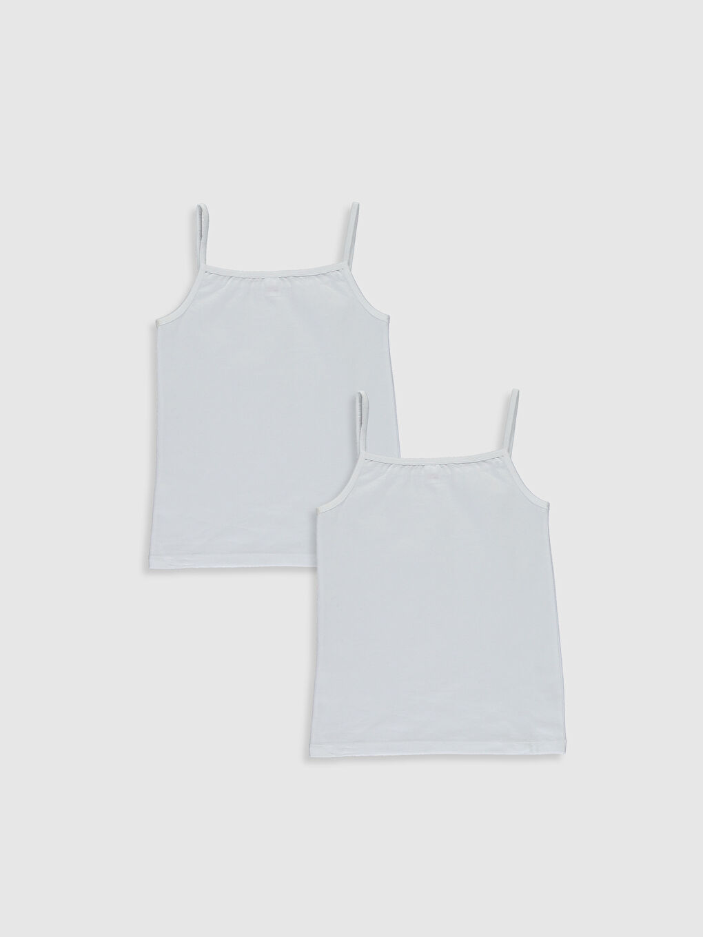 Square Collar Basic Strappy Girls' Vest 2 Pack-1