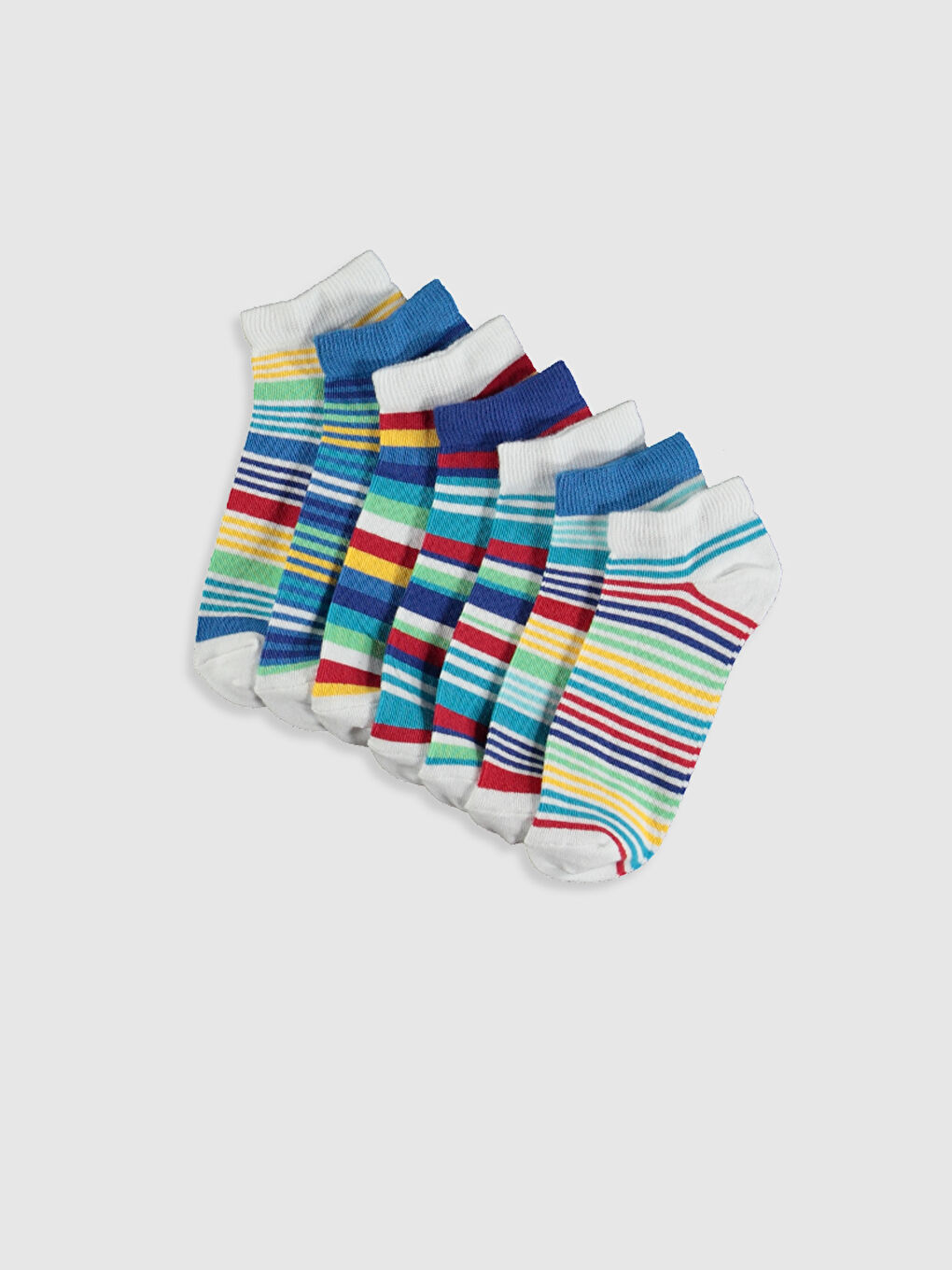 Karışık Çizgili Erkek Çocuk Patik Çorap 7'li