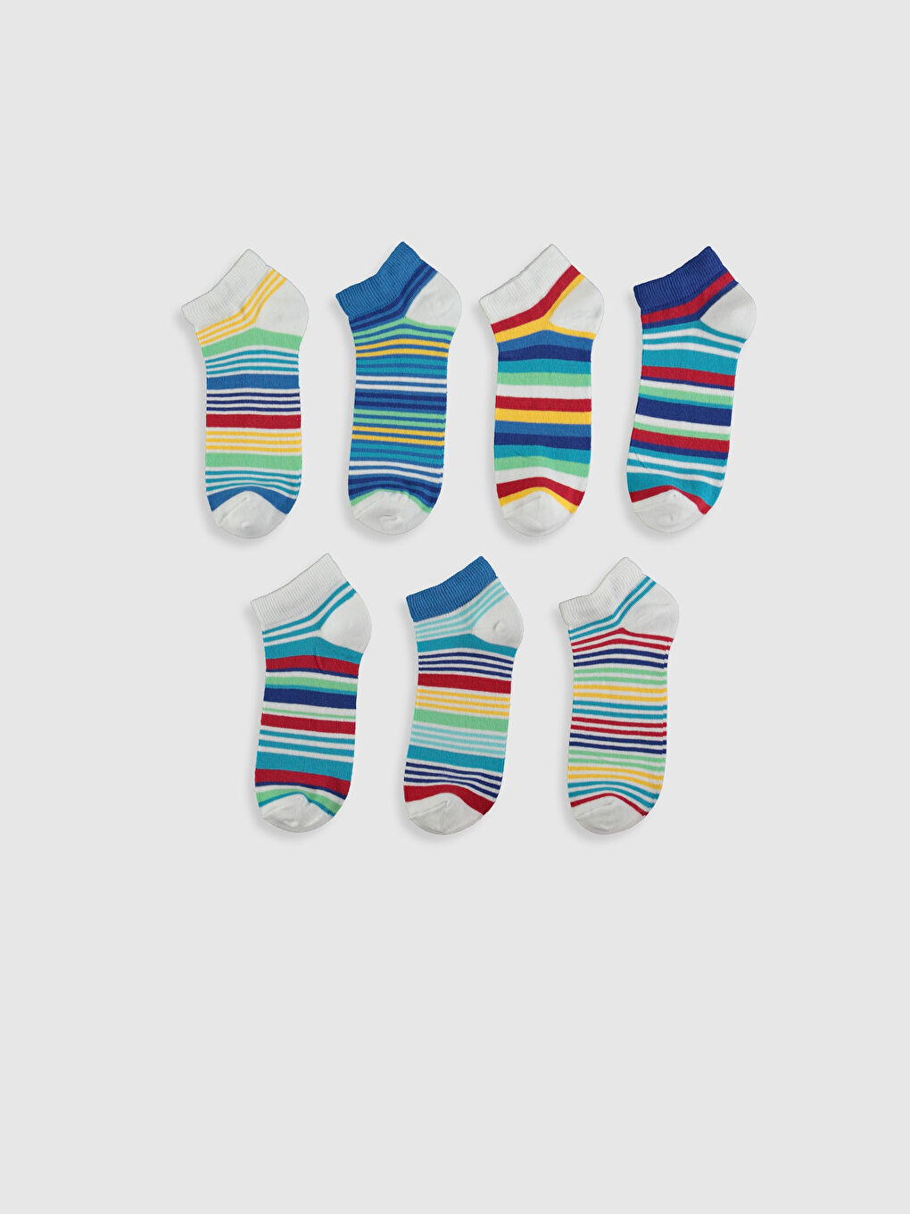 Karışık Çizgili Erkek Çocuk Patik Çorap 7'li-1