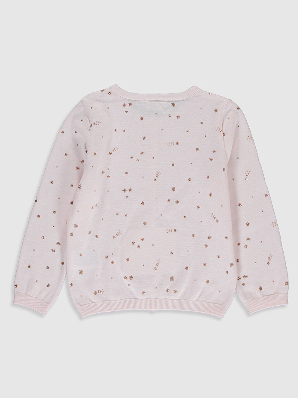 Crew Neck Long Sleeve Girl's Cardigan-1