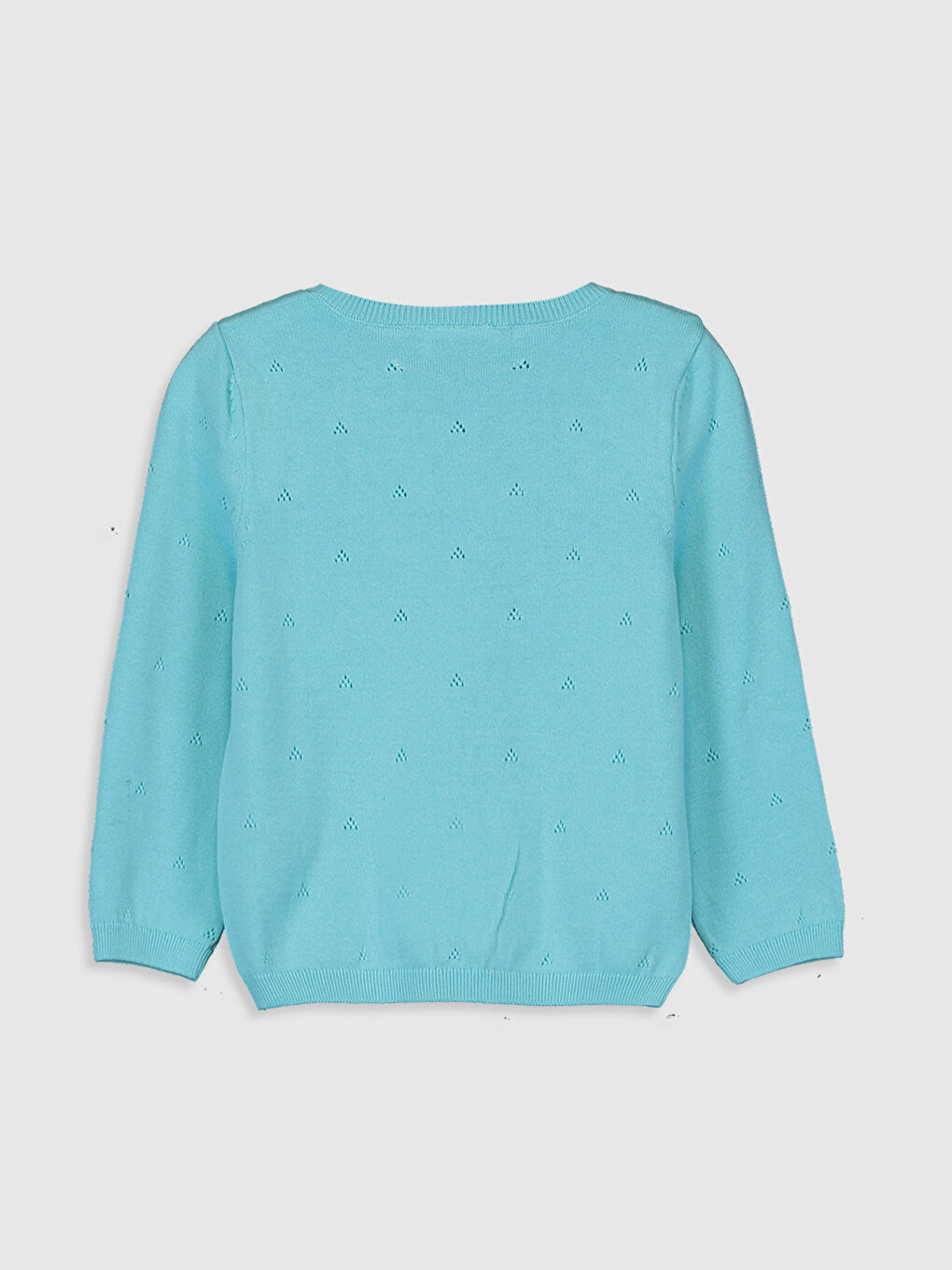 Crew Neck Self-Patterned Long Sleeve Girls Thin Knitwear Cardigan-1