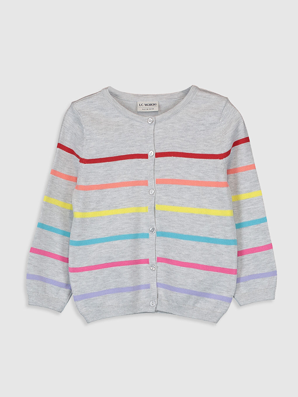 Crew Neck Long Sleeve Girl's Cardigan