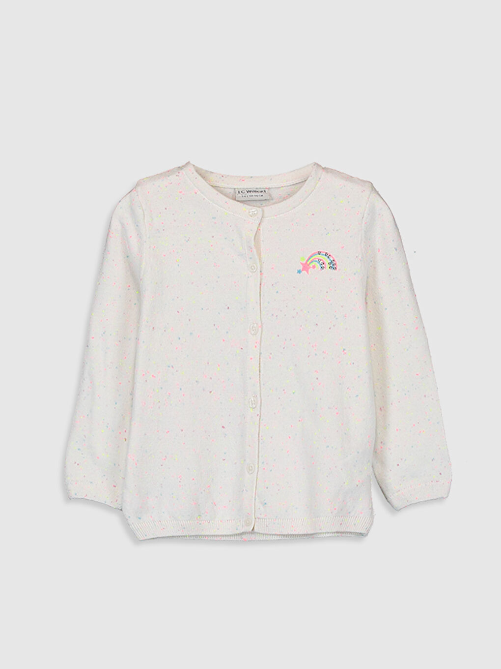 Ekru Bisiklet Yaka Uzun Kollu Kız Çocuk Hırka