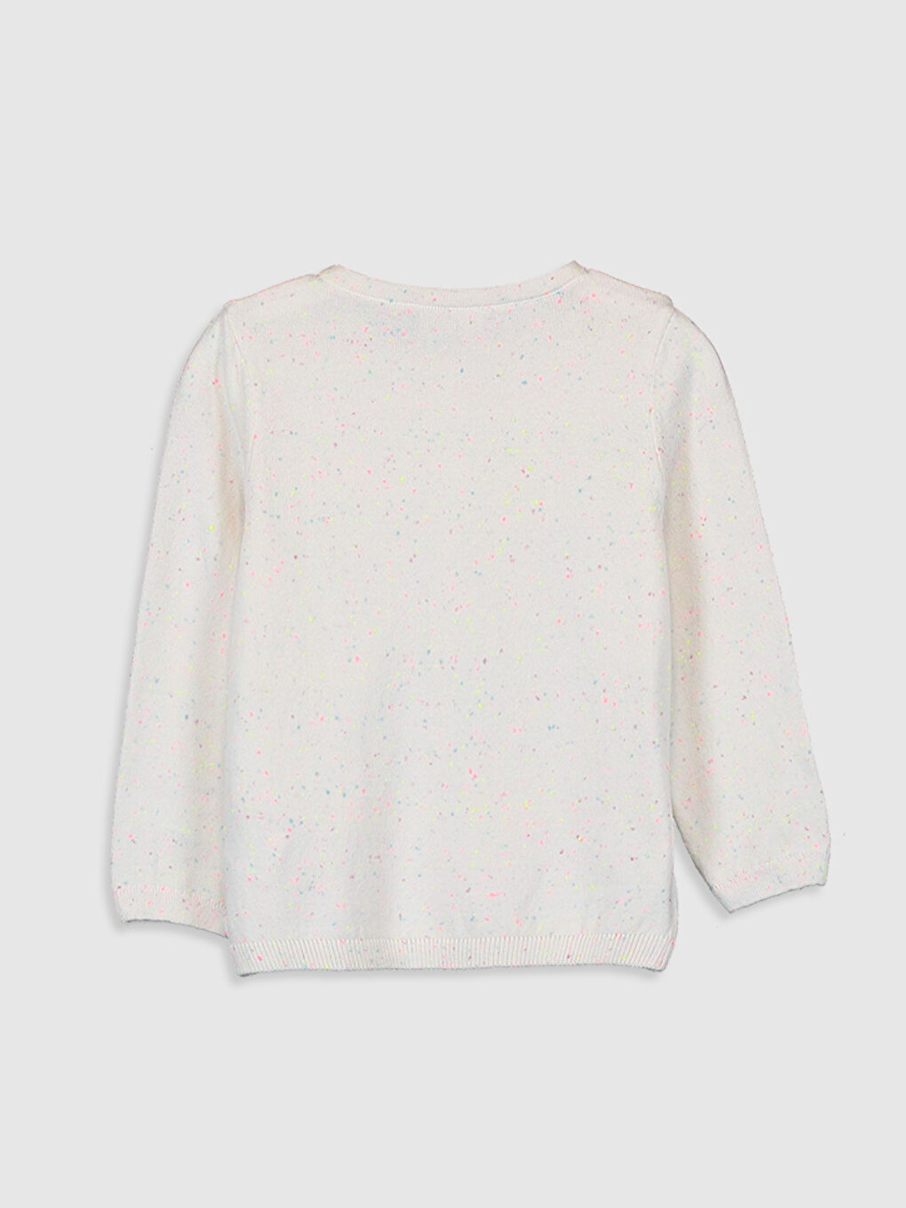 Ekru Bisiklet Yaka Uzun Kollu Kız Çocuk Hırka-1