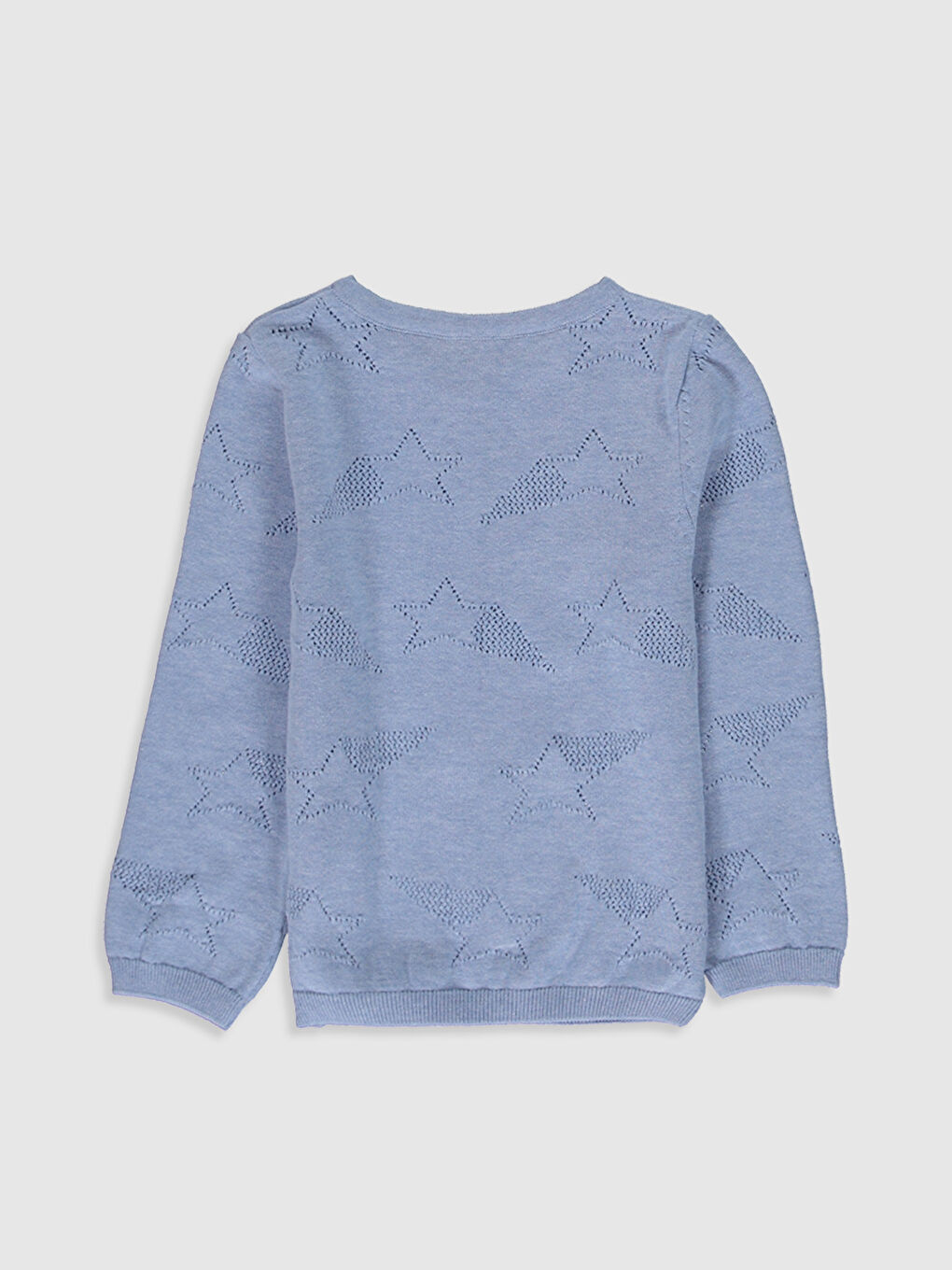 Crew Neck Long Sleeve Girl's Cardigan-1