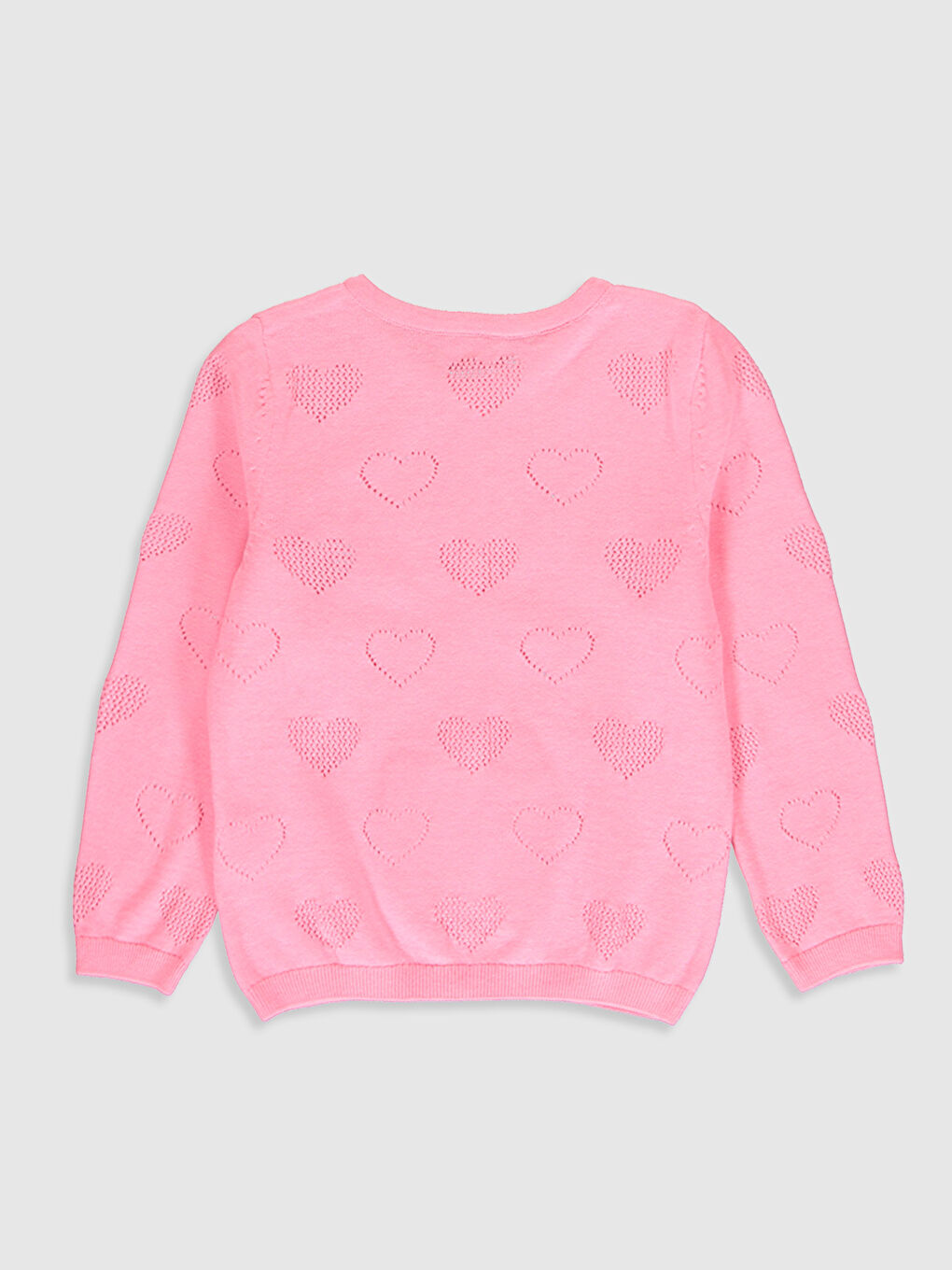 Pembe Bisiklet Yaka Uzun Kollu Kız Çocuk Hırka-1