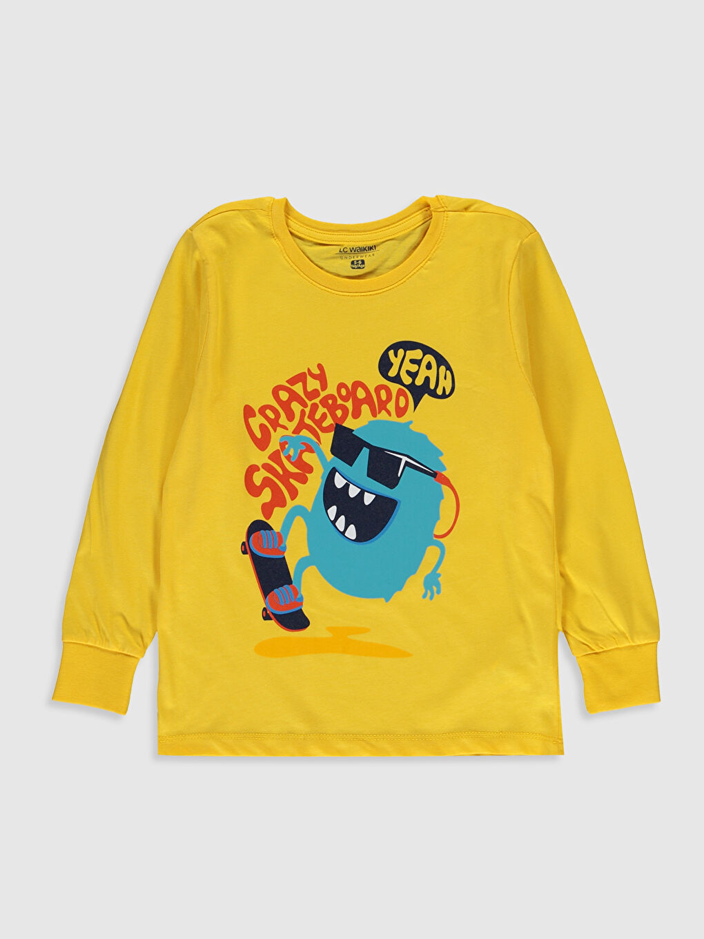 Sarı Bisiklet Yaka Uzun Kollu Erkek Çocuk Pijama Takım-2