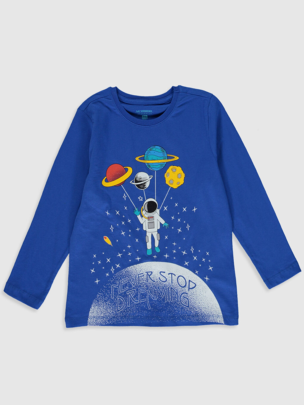 Mavi Bisiklet Yaka Uzun Kollu Erkek Çocuk Pijama Takım-2