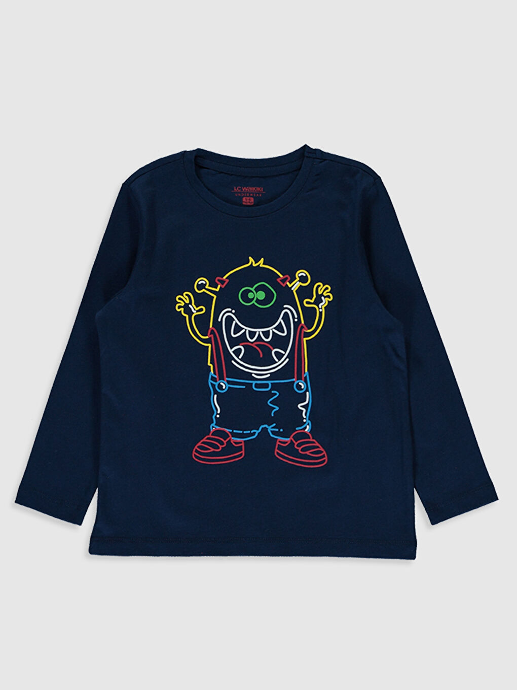 Lacivert Bisiklet Yaka Uzun Kollu Erkek Çocuk Pijama Takım-2