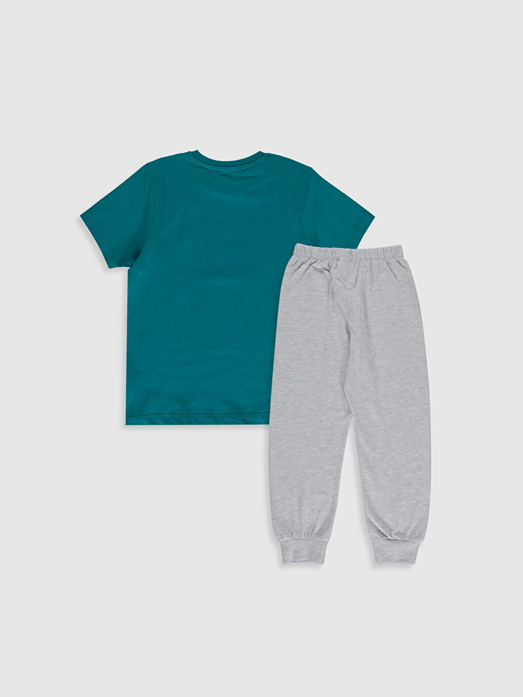 Gri Bisiklet Yaka Kısa Kollu Erkek Çocuk Pijama Takım-1