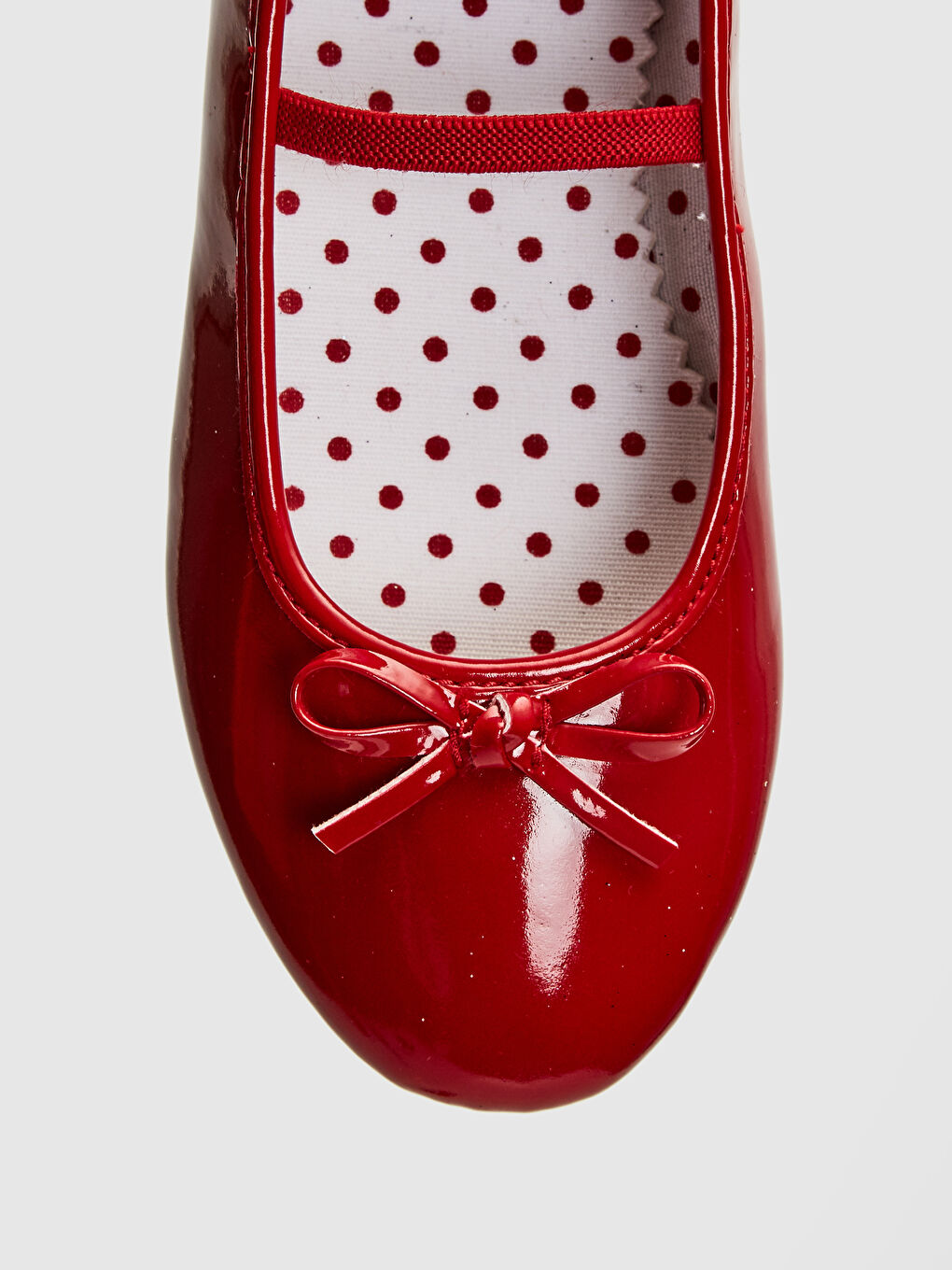 Kırmızı Fiyonk Detaylı Rugan Kız Çocuk Babet-4