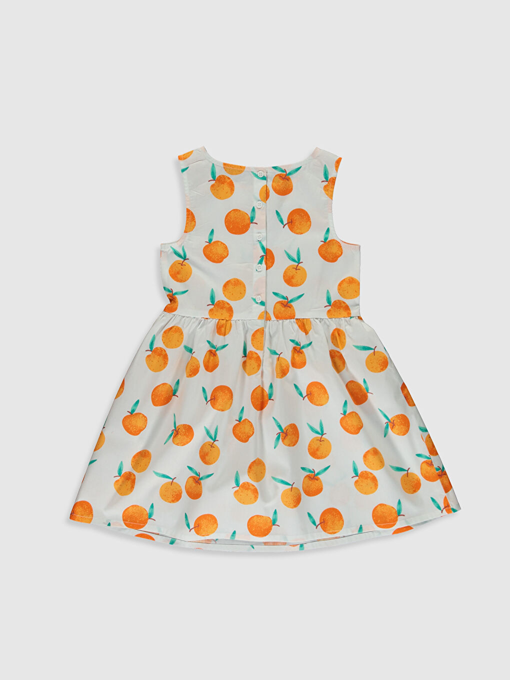 Beyaz Kız Çocuk Baskılı Poplin Elbise-3