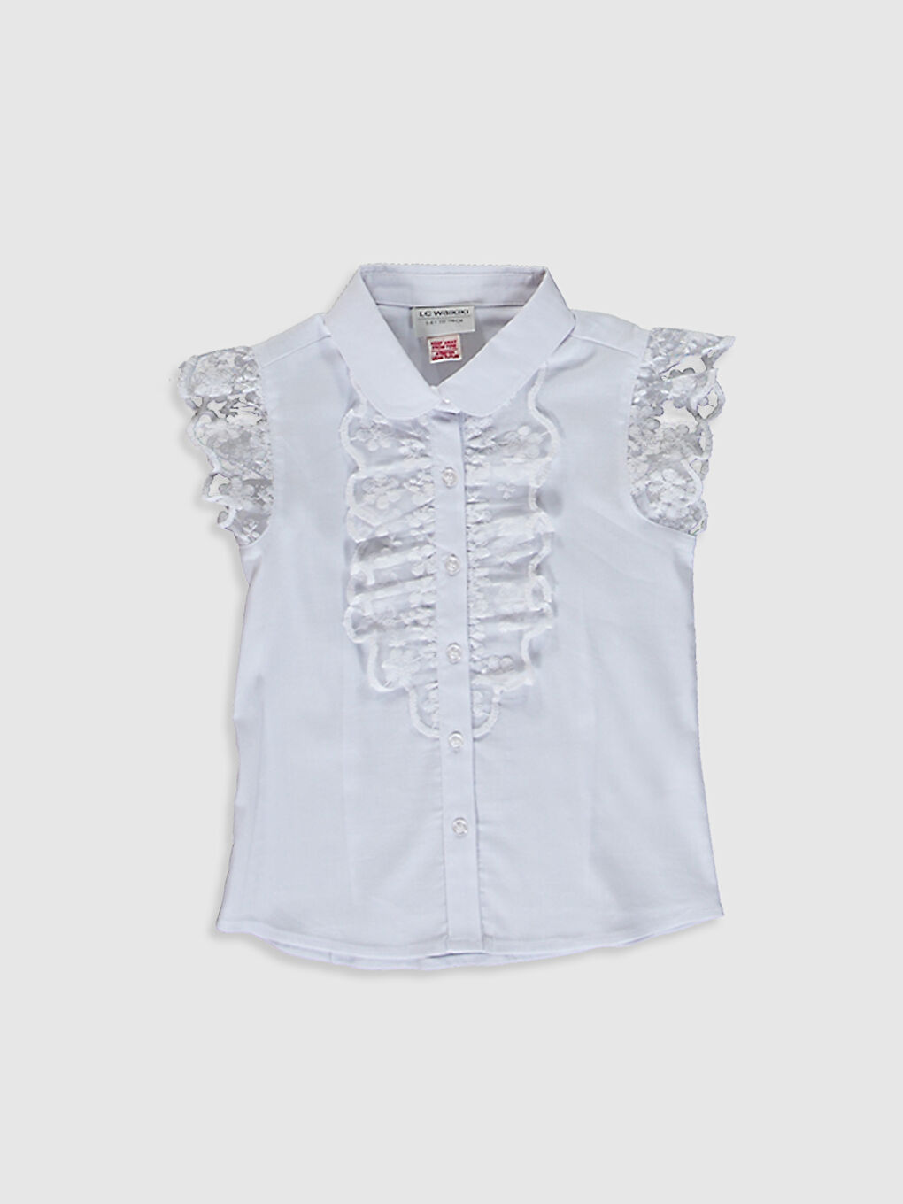 Рубашка с кружевными деталями и коротким рукавом для девочек-1