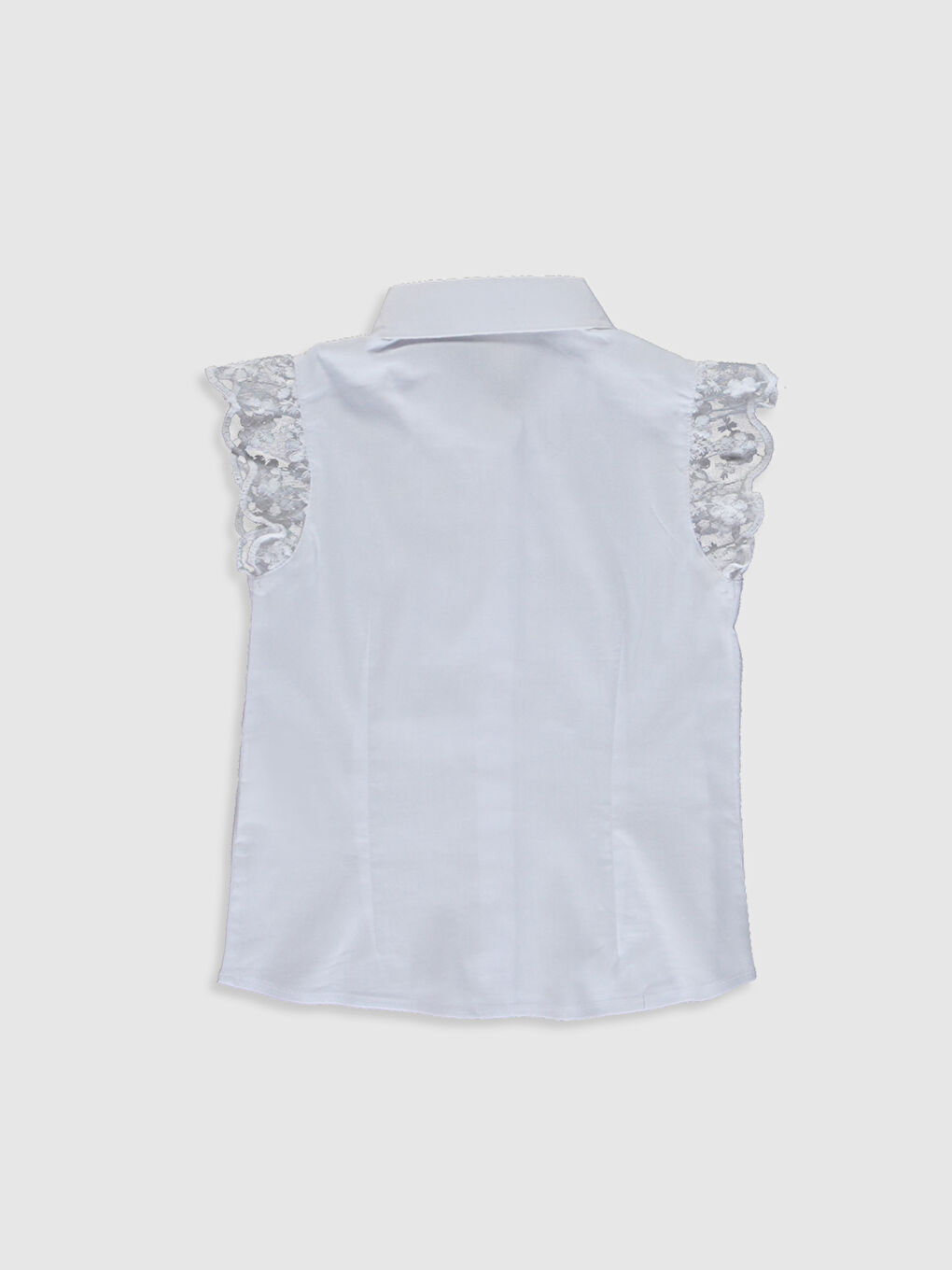 Рубашка с кружевными деталями и коротким рукавом для девочек-2