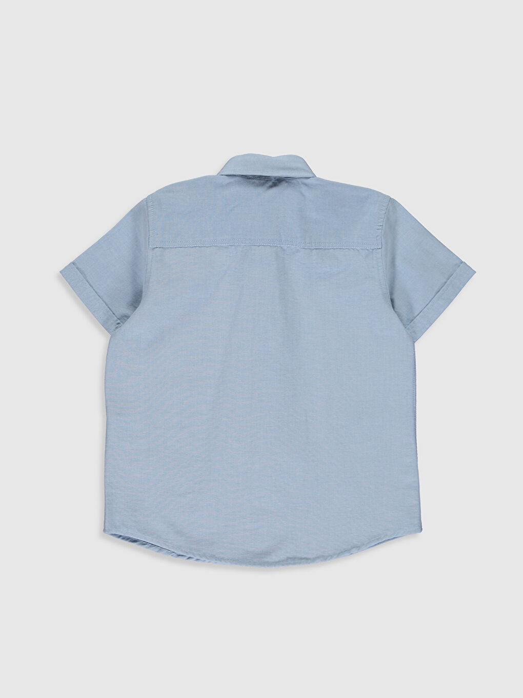 Mavi Kısa Kollu Poplin Erkek Çocuk Gömlek-1