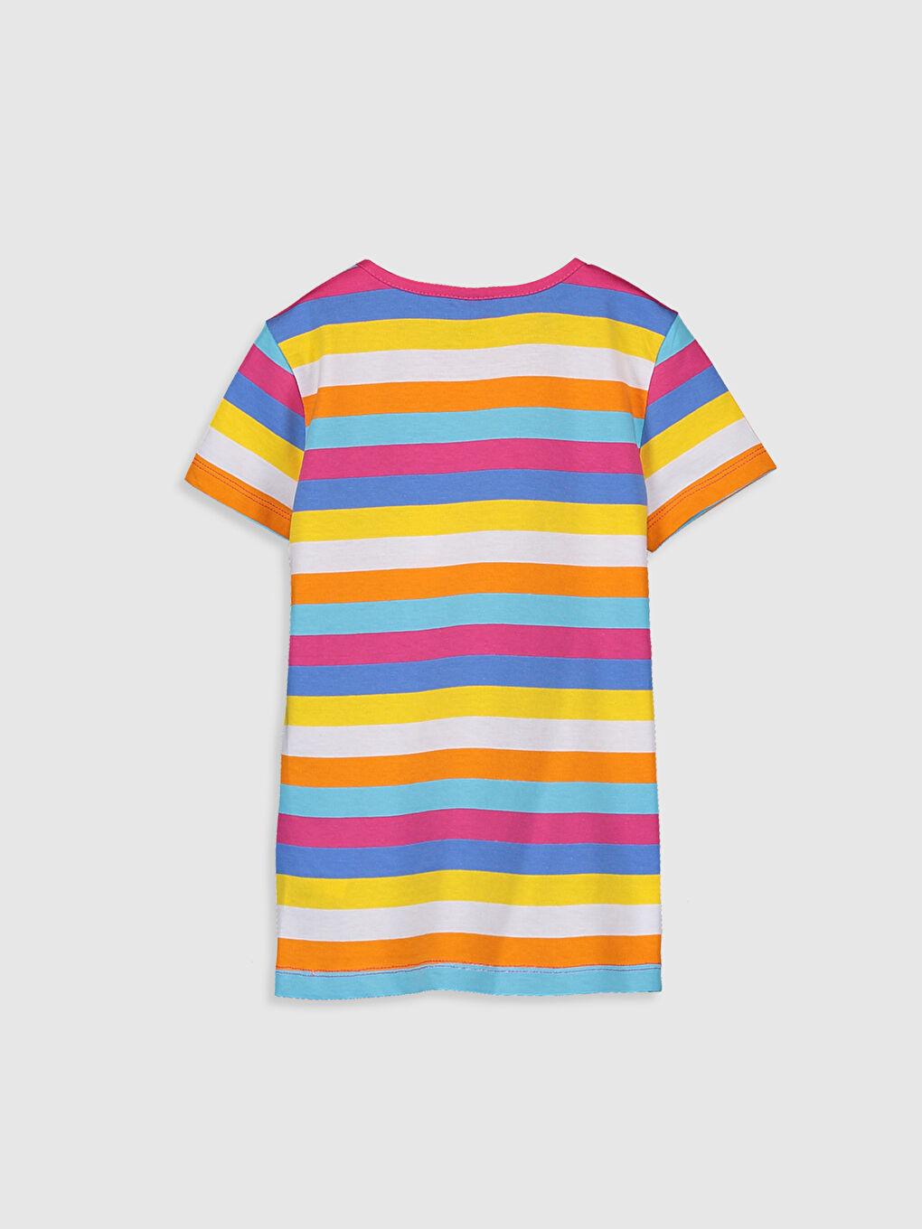 Fuşya Bisiklet Yaka Kısa Kollu Kız Çocuk Tişört-1