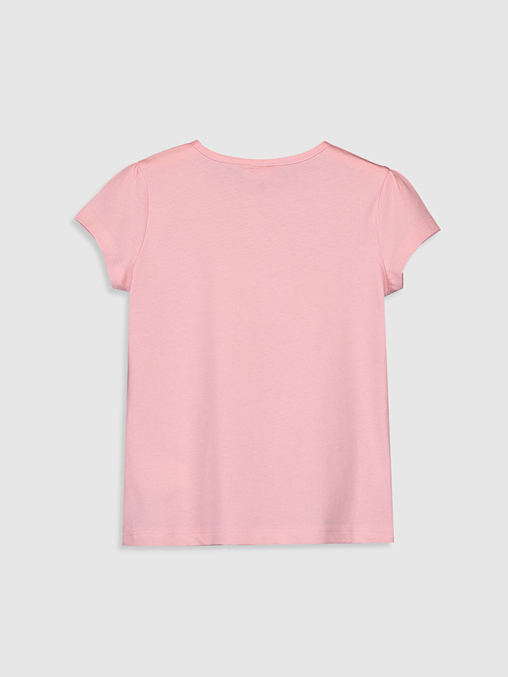 Pembe Bisiklet Yaka Basic Kısa Kollu Kız Çocuk Tişört-2