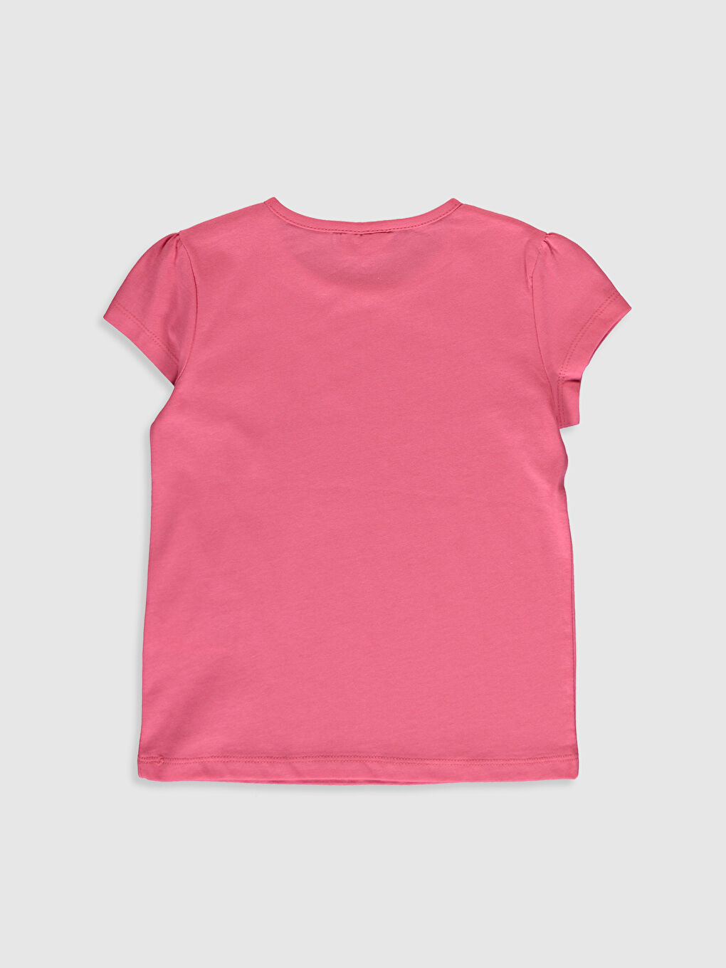 Pembe Bisiklet Yaka Basic Kısa Kollu Kız Çocuk Tişört-2