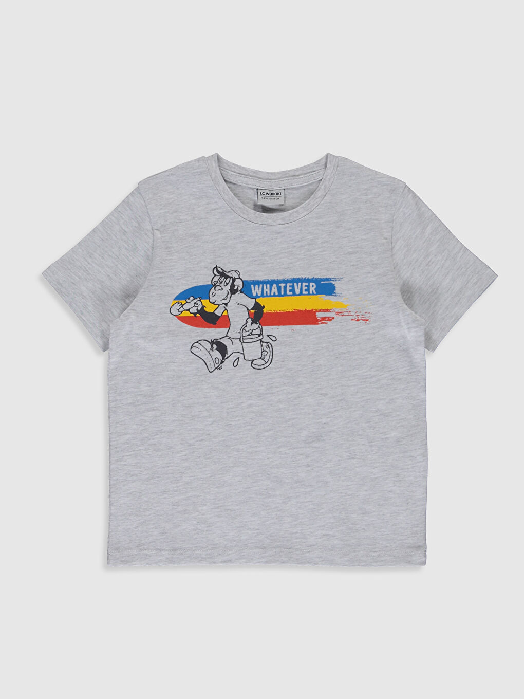 Gri Bisiklet Yaka Kısa Kollu Erkek Çocuk Tişört