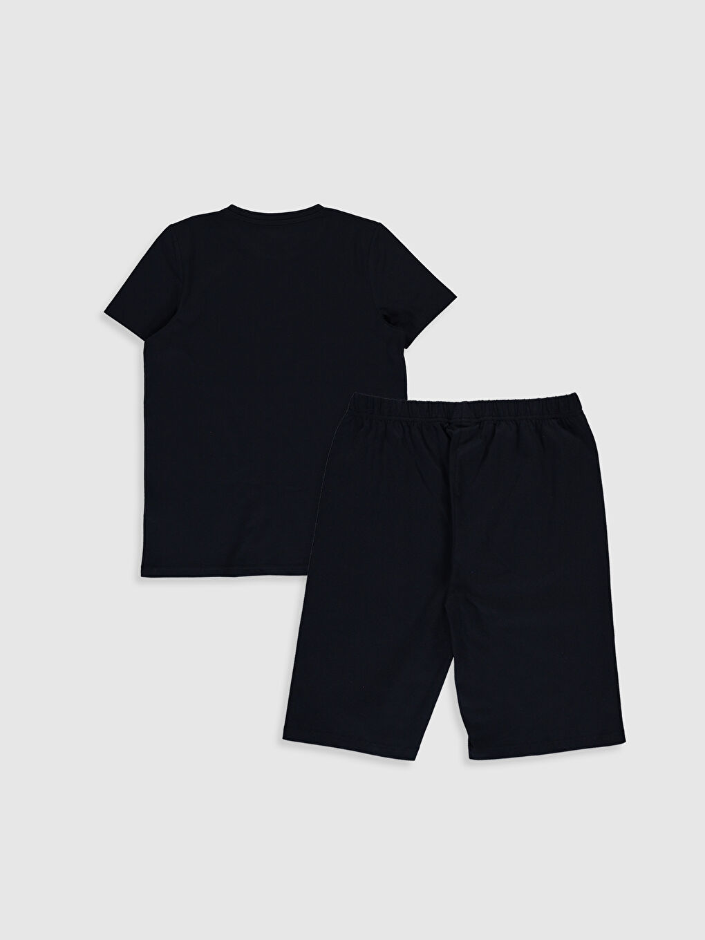 Lacivert Bisiklet Yaka Kısa Kollu Erkek Çocuk Pijama Takım-1