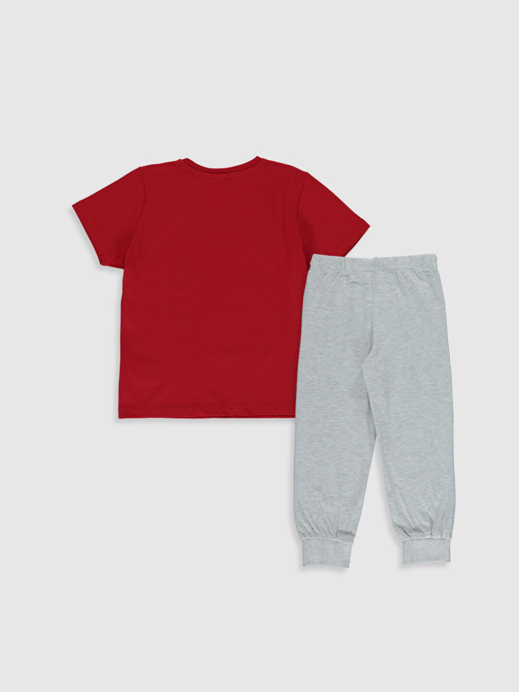 Gri Bisiklet Yaka Kısa Kollu Erkek Çocuk Pijama Takım-1